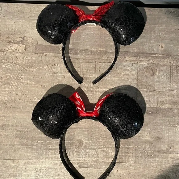 Disney World Minnie Mouse Ears Bow Headbands 2PCS Classic Sequin Disneyland - Picture 8 of 8
